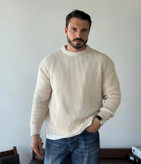 ژاکت درست بافت فندقی استخونی مردانه 👌 | فری سایز مناسب سایزهای L تا 2XL