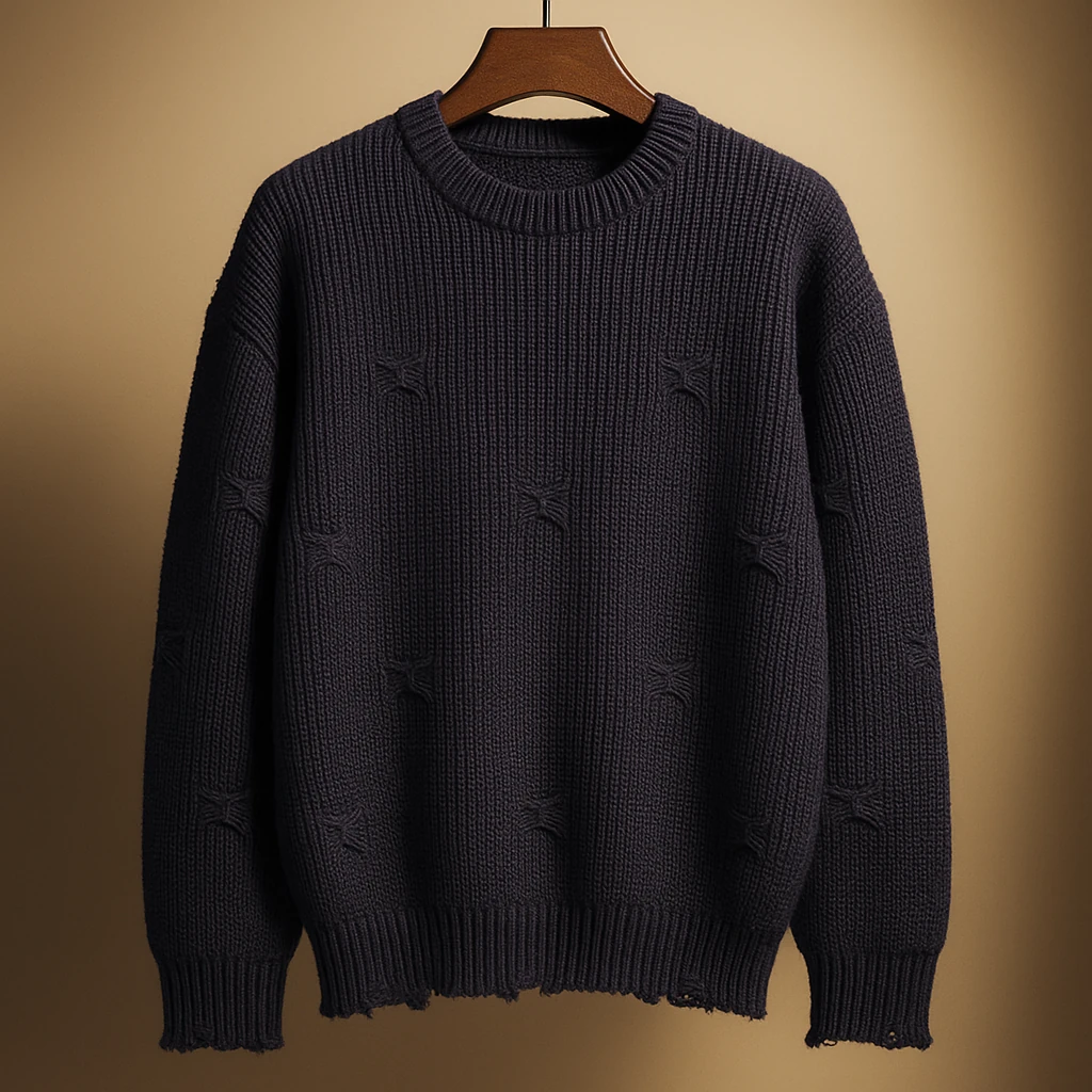 ژاکت پلیور سرمه ای مردانه 👌 | فری سایز مناسب سایزهای L تا 2XL