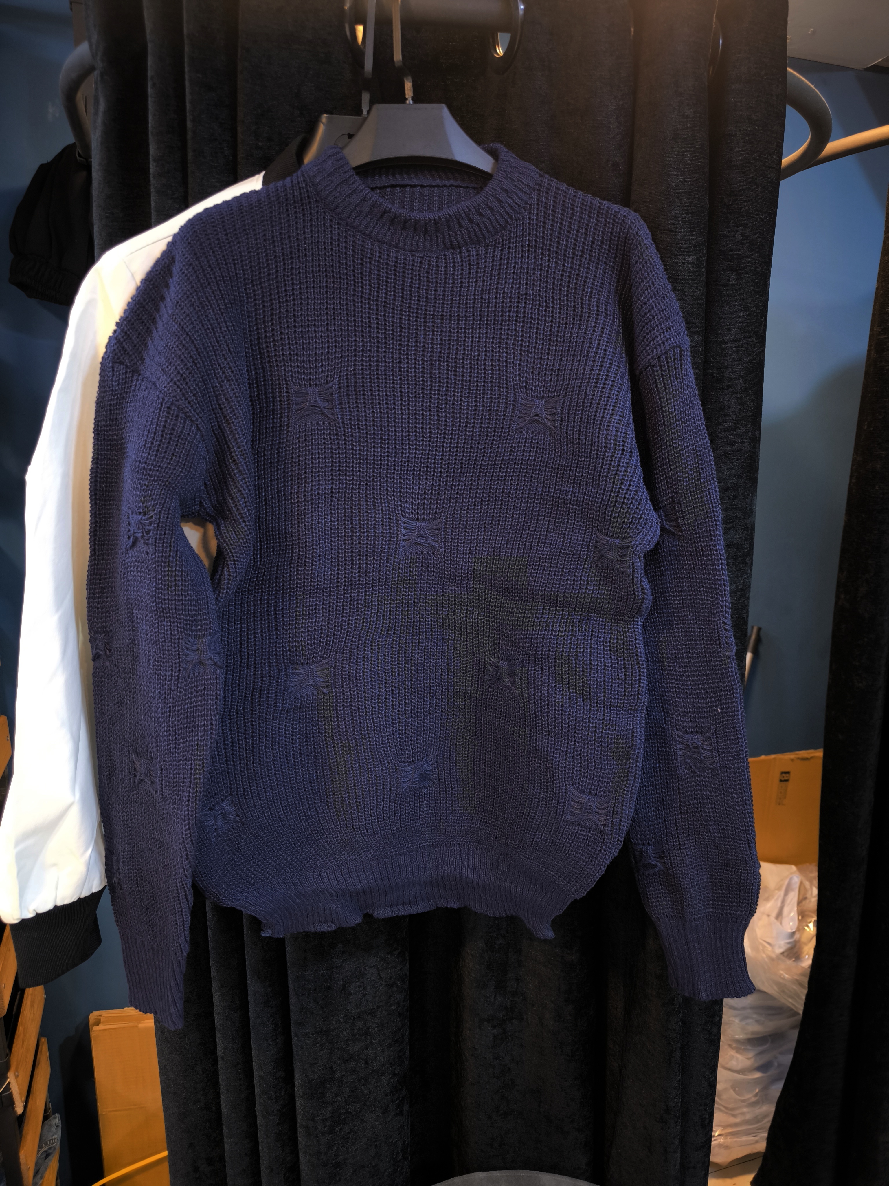 ژاکت پلیور سرمه ای مردانه 👌 | فری سایز مناسب سایزهای L تا 2XL