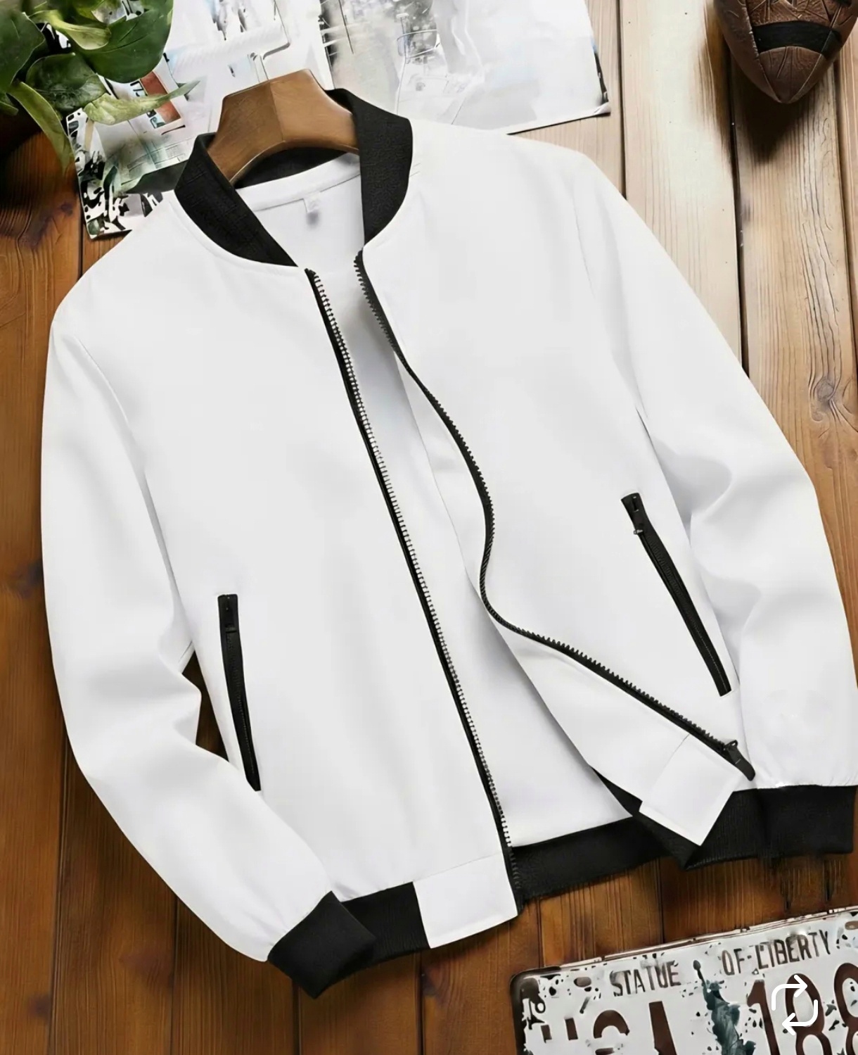 محصول لوکس*جکت چرم سفید مردانه مدل اسپرت | اورجینال دیلم