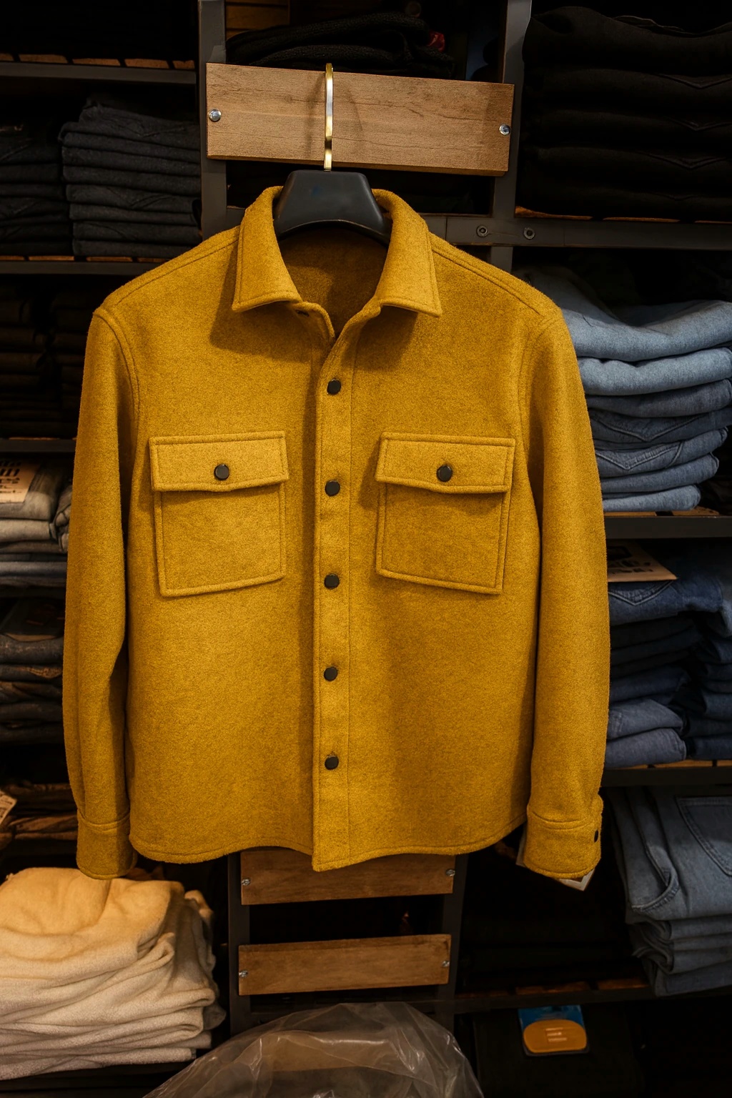 کت فوتر خردلی زردچوبه ای فوق‌العاده خاص و ضخیم | استایل اولد مانی آزاد