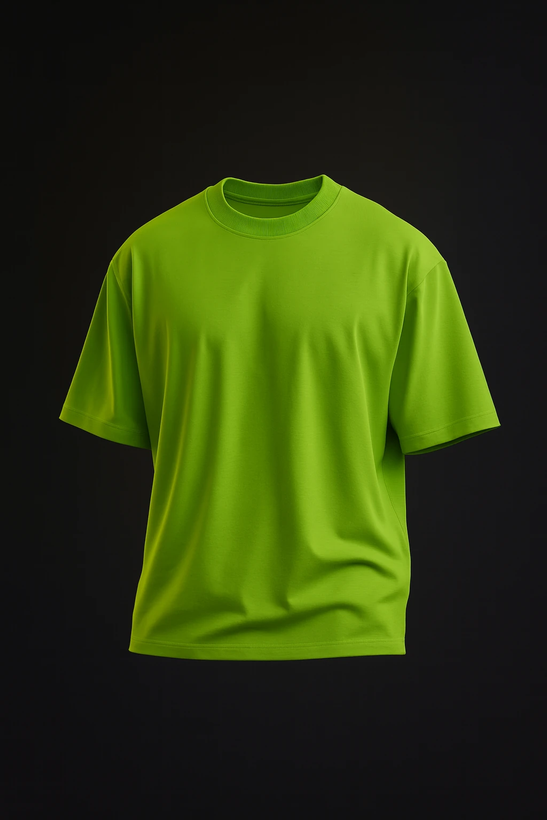 تیشرت بیسیک سبز فسفری لش آستین سه ربع پارچه پنبه ماکان دورس دو نخ | اورجینال دیلم