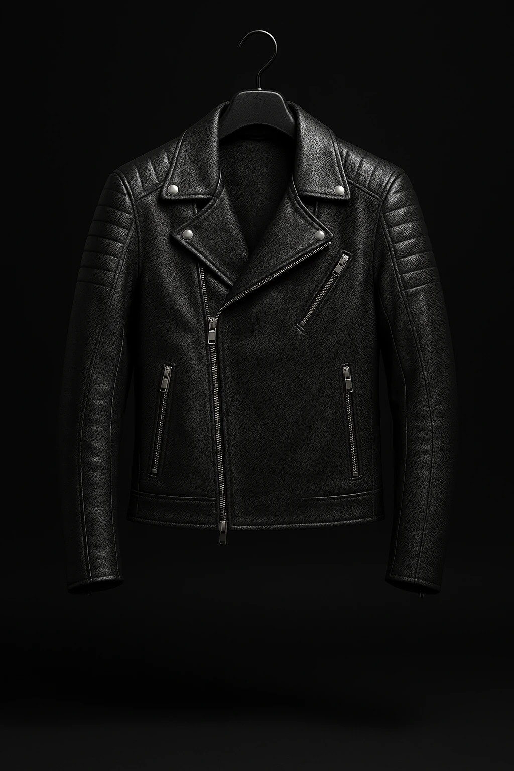 کت چرم یقه انگلیسی زیپ کج مشکی کیفیت استثنایی| اورجینال دیلم