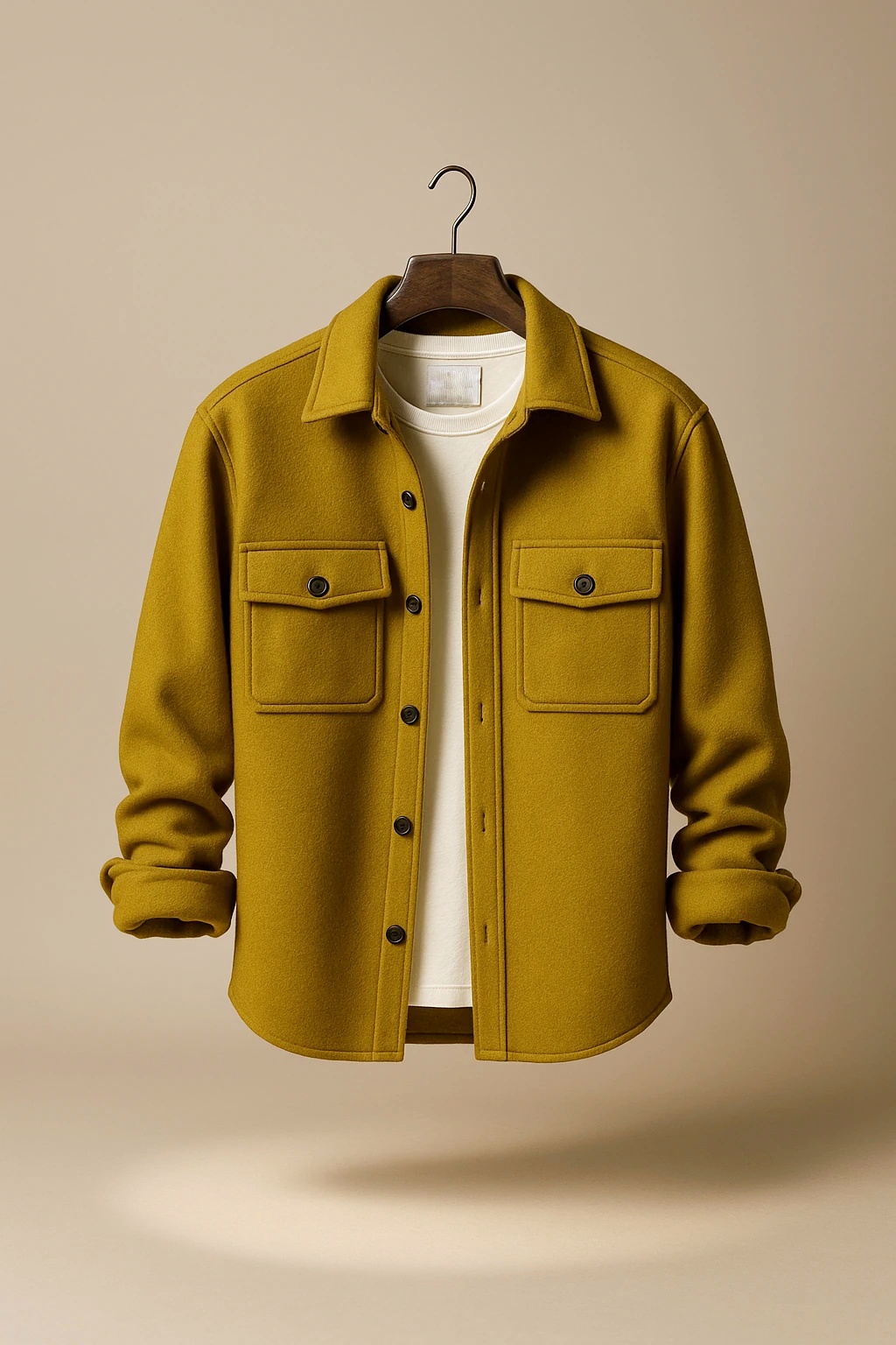 کت فوتر خردلی زیتونی فوق‌العاده خاص و ضخیم | استایل اولد مانی آزاد باکسی