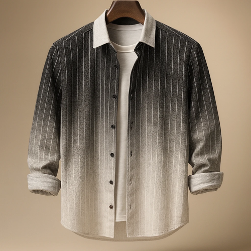 پیراهن مردانه سنگشور سفید مشکی راه راه شارپ پارچه کنفی فوقالعاده خنک و لطیف