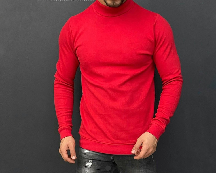 پلیور یقه اسکی قرمز مردانه فری سایز | خاص یلدای ۱۴۰۴ 😍❣️