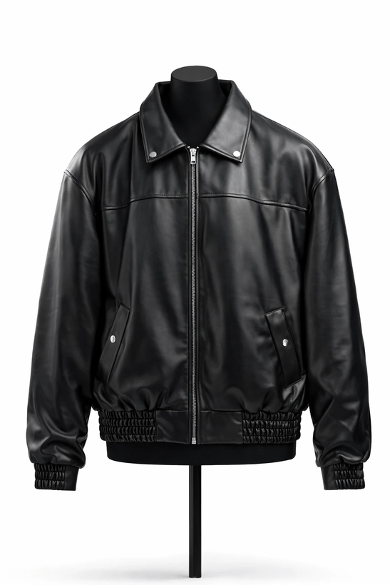 کت چرم مردانه مشکی با طراحی مینیمال | اورجینال دیلم