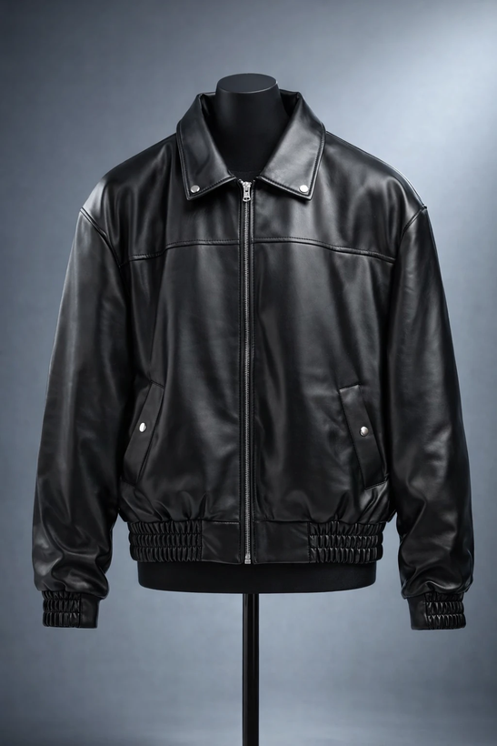 کت چرم مردانه مشکی با طراحی مینیمال | اورجینال دیلم