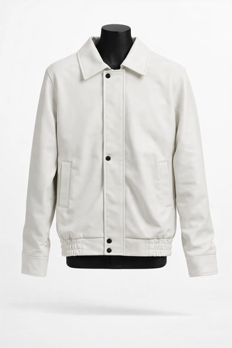 کت چرم مردانه سفید با طراحی مینیمال | اورجینال دیلم