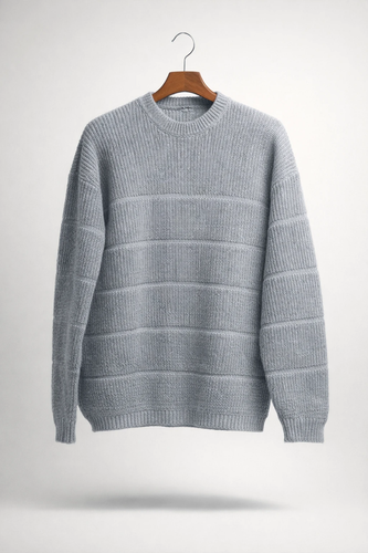 ژاکت بافت خاکستری مردانه 👌 | فری سایز مناسب سایزهای L تا 2XL