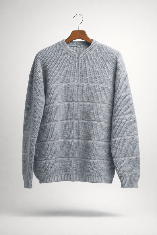 ژاکت بافت خاکستری مردانه 👌 | فری سایز مناسب سایزهای L تا 2XL