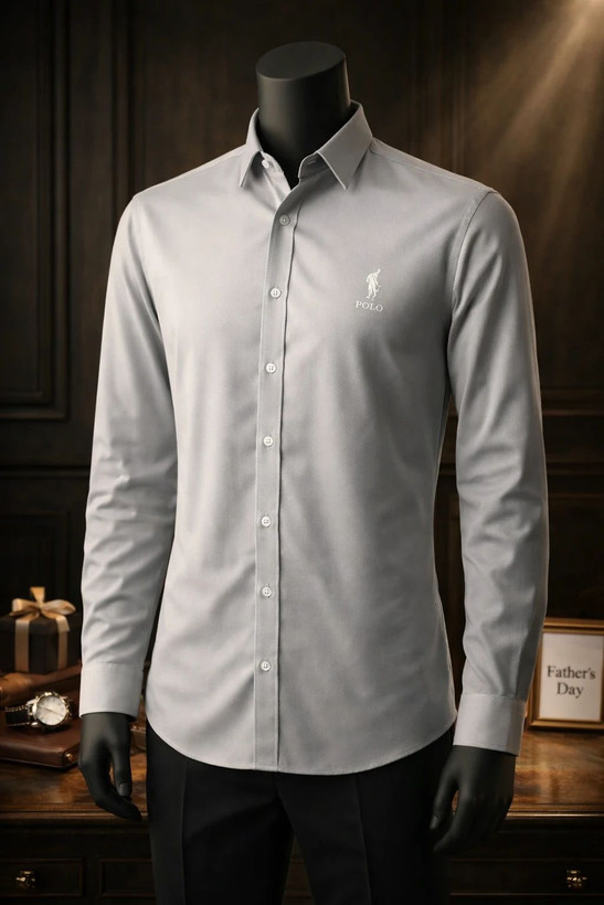 پیراهن مردانه کلاسیک طوسی نقرهای | مدل Signature