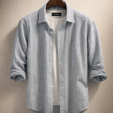 پیراهن مردانه «خاکستری سرد» – پنبه راهراه پرمیوم