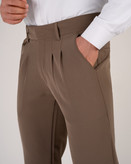 شلوار پارچه ای کمر انگلیسی پارچه مازراتی رنگ موکاصحرایی