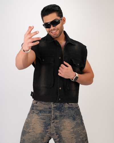 وست جین رنگ گازوییلی کثیف شور | پارچه گرم بالا استایل لش باکسی