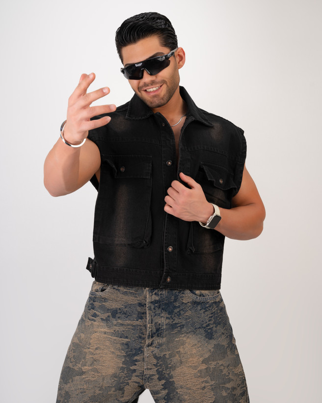 وست جین رنگ گازوییلی کثیف شور | پارچه گرم بالا استایل لش باکسی