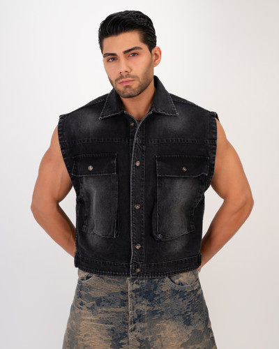 وست جین رنگ ذغالی سیر | پارچه گرم بالا استایل لش باکسی کد 2