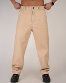 شلوار پارچه فوتر نیم بگ رنگ کرم کاراملی * اورجینال دیلم