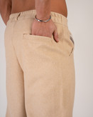 شلوار پارچه فوتر نیم بگ رنگ کرم کاراملی * اورجینال دیلم