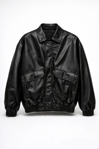 جکت چرم مشکی داخل خز بره ای باکسی لش | کیفیت استثنایی