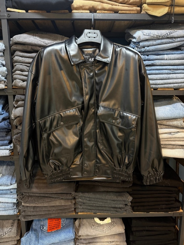 جکت چرم مشکی داخل خز بره ای باکسی لش | کیفیت استثنایی