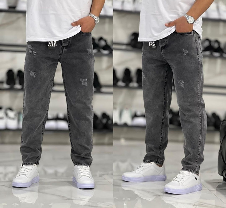 شلوار جین مام فیت دودی زاپ مینیمال سطحی کیفیت عالی کد۸۶۷