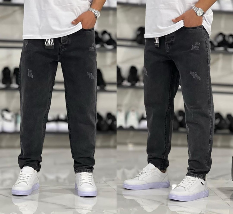 شلوار جین مام فیت ذغالسنگی سیر زاپ مینیمال سطحی کیفیت عالی کد۸۶۸