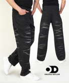 شلوار نیم بگ کاستوم شده مشکی با دیزاین دودی فوق العاده شیک و با کیفیت