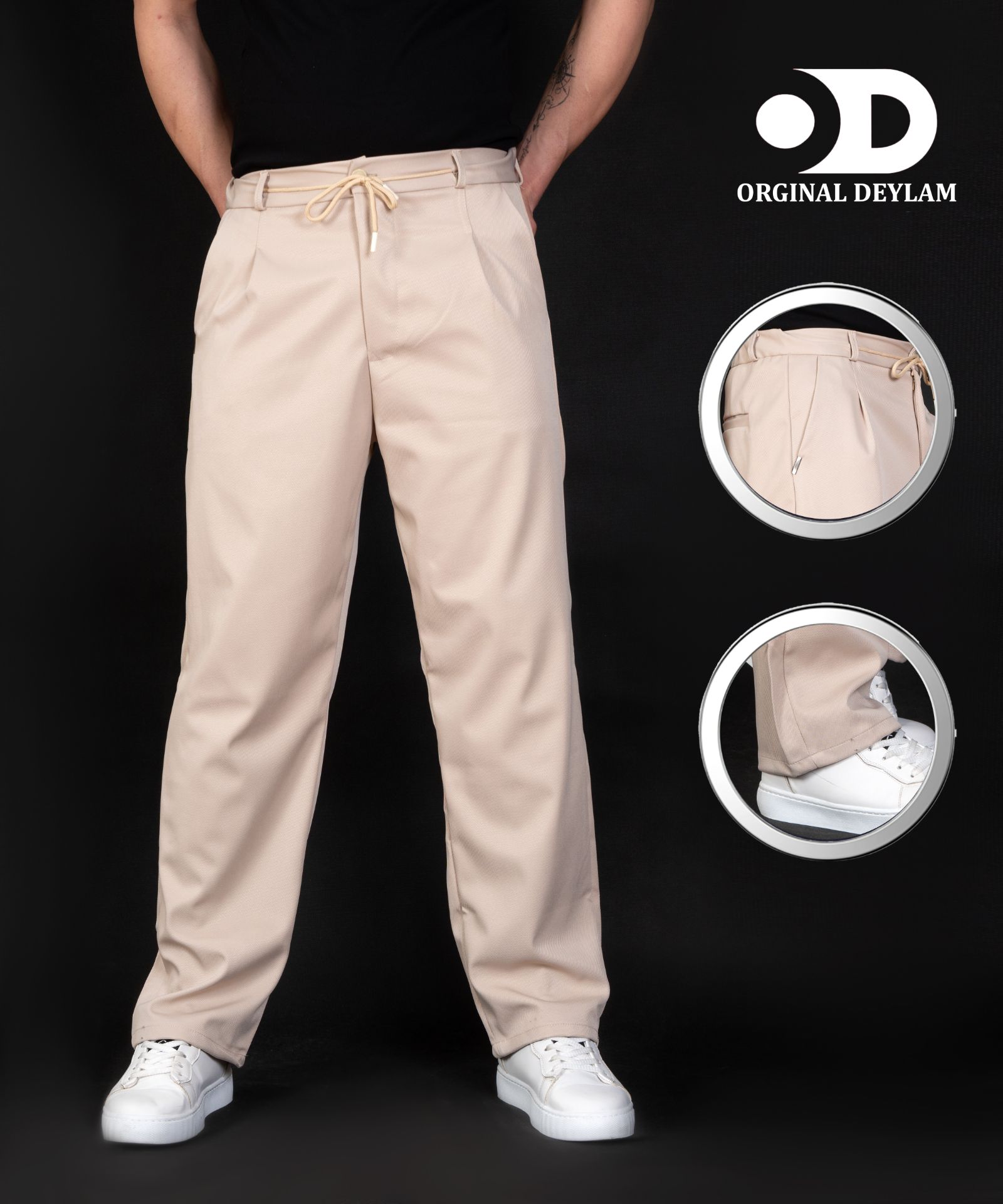 شلوار پارچه ای بگ کرم * پارچه مازراتی | اورجینال دیلم