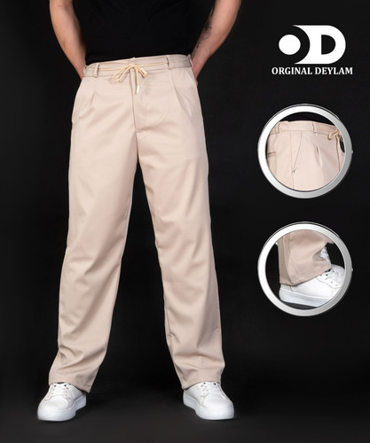 شلوار کرمی پارچه ای بگ پارچه مازراتی | اورجینال دیلم