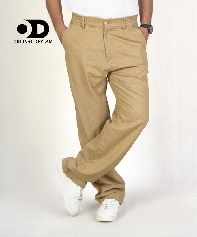 شلوار بگ لینن نخودی مردانه قد ۱۱۰ سانت | فوق العاده با کیفیت و خنک