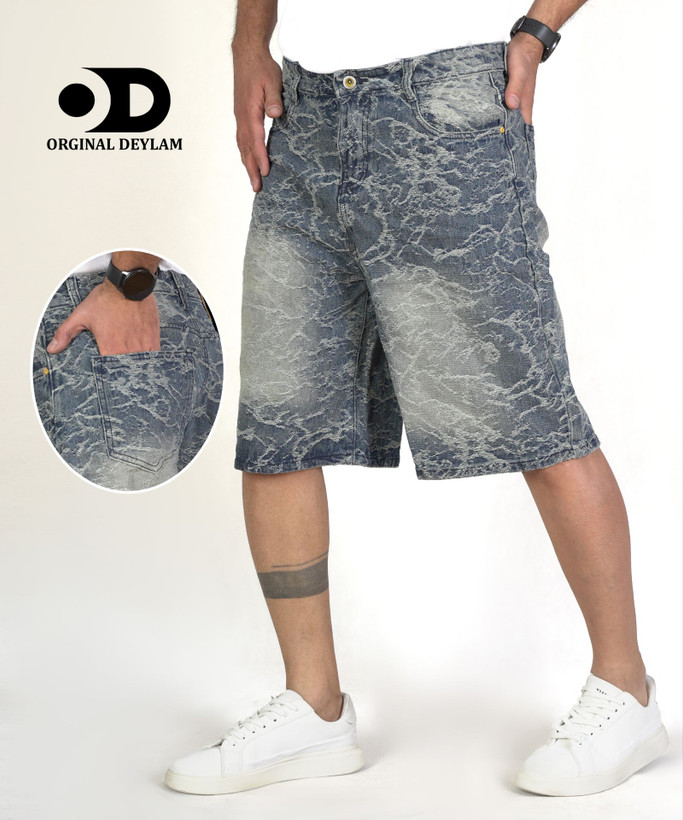 شلوارک جین طرح کاستوم شده پارچه کجراه کیفیت استثنایی