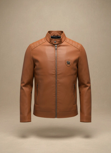 کت چرم پسرانه عسلی داخل خز مناسب برای نوجوانان زیر 16 سال