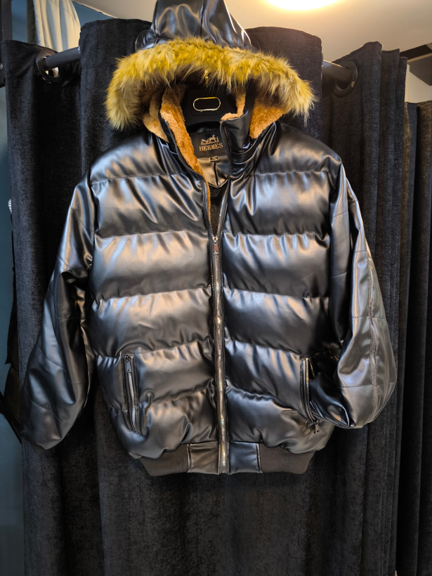 کاپشن چرم پفکی مشکی فوق سنگین و لاکچری | اورجینال دیلم