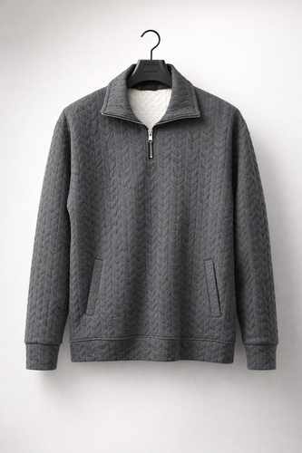 ژاکت دورس نیم زیب رنگ ذغالی استایل لش لانگ کیفیت عالی