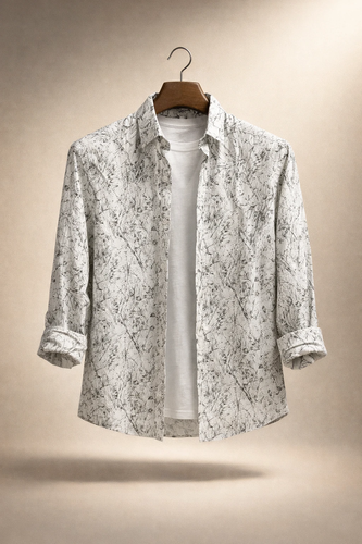 پیراهن کنفی طرح «ماربللایت» سفید فوق العاده خنک و با کیفیت