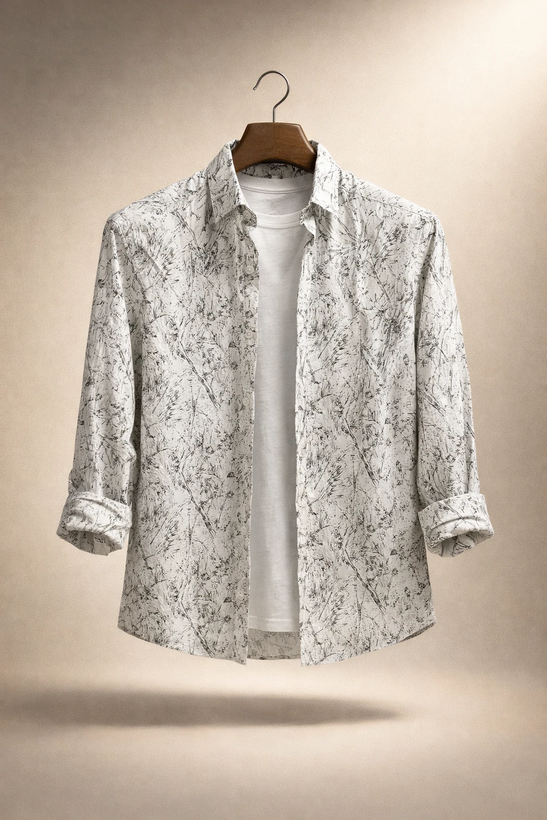 پیراهن کنفی طرح «ماربللایت» سفید فوق العاده خنک و با کیفیت