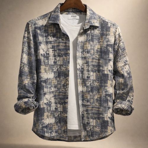 پیراهن کنف صددرصد نخ سرمه ای طلایی «گرافیت ماربل» فوق العاده خنک و با کیفیت کد S13