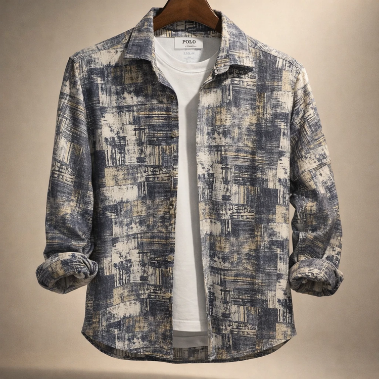 پیراهن کنف صددرصد نخ سرمه ای طلایی «گرافیت ماربل» فوق العاده خنک و با کیفیت کد S13