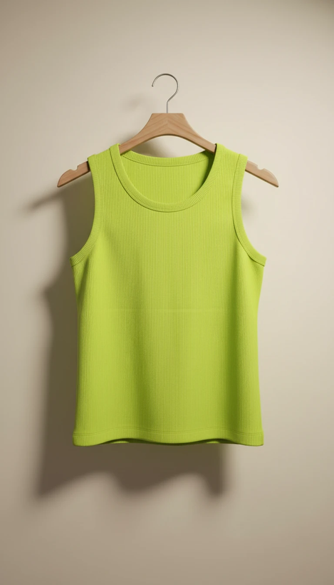 تنگ تاپ رنگ سبز فسفری فری سایز گرماژ بالا کیفیت عالی | مناسب سایز L و XL