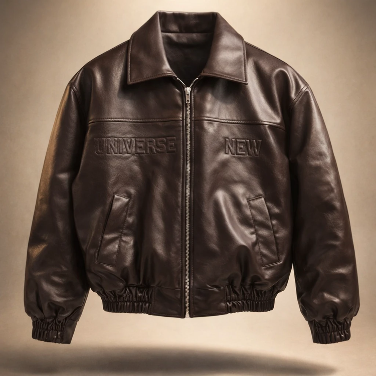 جکت چرم باکسی پایین کش قهوه ای سوخته چاپ داغی خور خفن اولد مانی 2026 کد 51