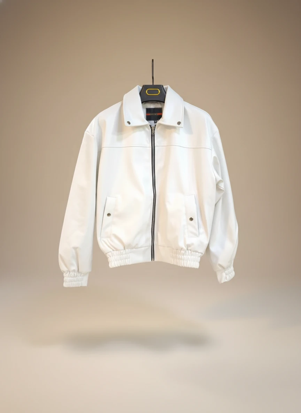 White leather jacket with drawstring bottom * Trendy and super stylish style 2026