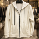 سویشرت فوتر پشمی سفید استخونی تمام خز خاص با عالی ترین کیفیت | قواره دار لانگ