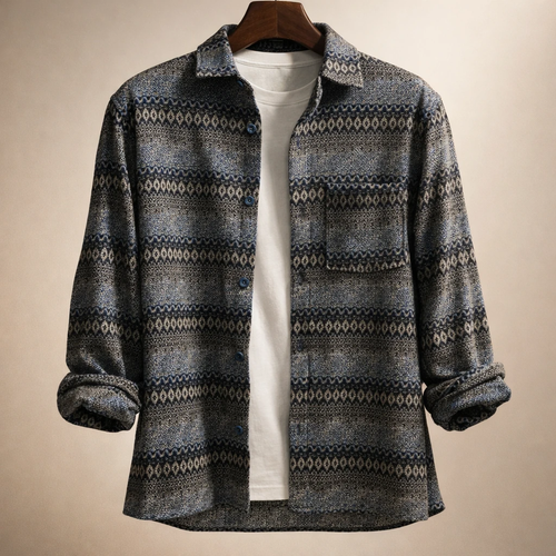 پیراهن کنف پشمی صددرصد نخ طرح وینتیج گلیمی هنری فوق العاده خنک و جذاب
