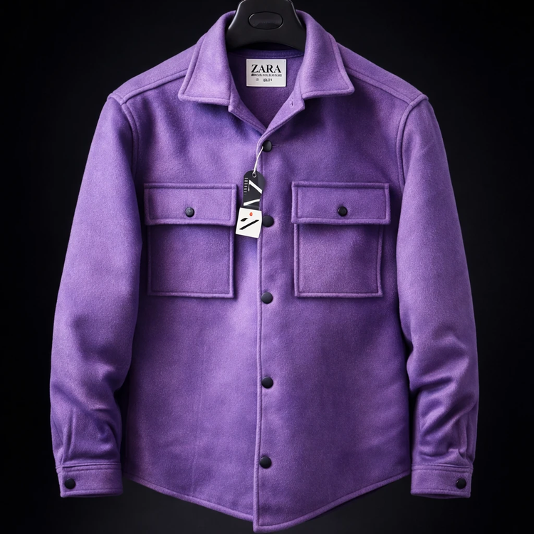 کت فوتر بنفش مردانه خاص گرماژ بالا فوقالعاده شیک استایل باکسی