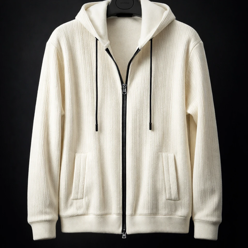 سویشرت فوتر پشمی سفید استخونی تمام خز خاص با عالی ترین کیفیت | قواره دار لانگ