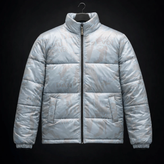 کاپشن پفکی باکسی آبی فیروزه ای اولد مانی با طراحی انتزاعی فوقالعاده خفن و مدرن ۲۰۲۶