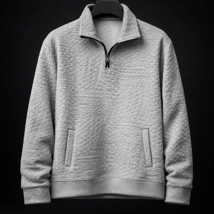 ژاکت دورس نیم زیب رنگ طوسی ملانژ استایل لش لانگ کیفیت عالی