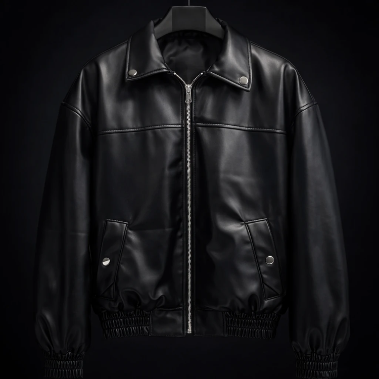 جکت چرم مشکی پایین کش کد ۲ 😈 * استایل ترند و فوق العاده شیک ۲۰۲۶