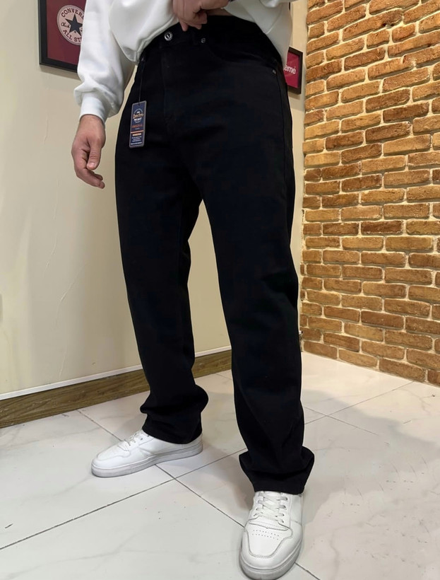 شلوار بگ مشکی پرکلاغی سنگشور مردانه | پارچه کیفیت استثنایی قد ۱۱۰ سانت کد 358